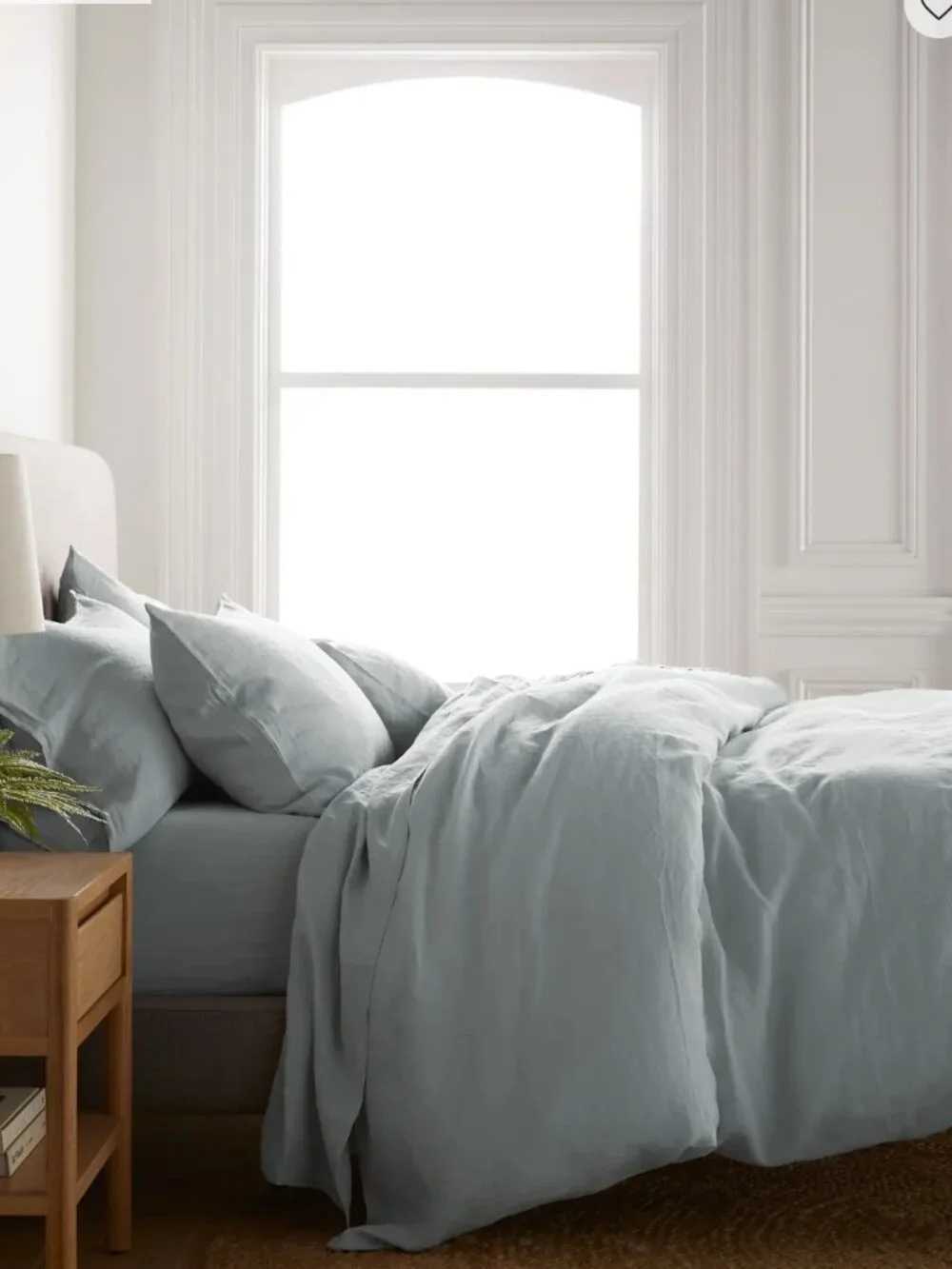 NIB Quince European Linen Duvet Cover - Queen - Mist